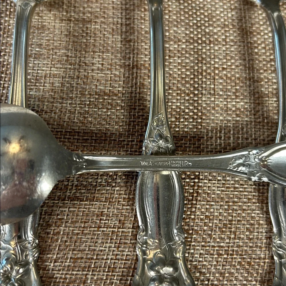 W A Rogers 1910 Silver-Nickel Orange Blossom Flatware Set - 3 Spoons & 1 Fork